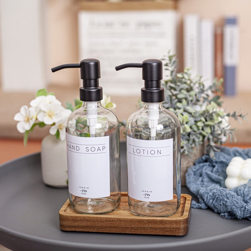 Janxin Vanity Tray  Bathroom Tray  Soap Dispenser Tray for Bathroom  Kitchen and Home Decor(Acacia-Small) - Image 2
